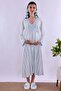 Effortt Blue/Ecru Maternity Nightgown Set with Dressing Gown - 2