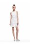 Slim Fit Strap Halter Neck Floral Embroidered Mini Denim Dress - 2