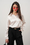 Women's Cream Satin Shirt Wide Size Range - 4