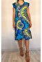 Women's Viscose Woven Tie Dye Patterned Skirt Ruffle Dress - 2
