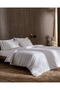 Tina Double Linen Look Washable 100% Linen Cotton Bed Sheet Pcs Duvet Cover Set - White/Beige