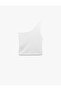 Sleeveless One Shoulder Knitwear Blouse with Metal Accessories - 4