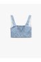 Cotton Embroidered Scalloped Back Gipe Detailed Thick Strap Crop Bustier - 4