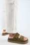 Roble Women's Leather Genuine Leather Velcro Khaki Slippers - 6