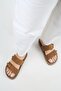 Jacinto Women's Leather Genuine Leather Double Buckle Tan Slippers - 7