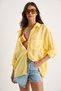 Women's Tereyağ Single Pocket Detailed V-Neck Cotton Organza Oversize Shirt 34296-2 60283291 - 4
