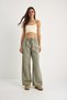 Women's Mint Elastic Waist, Detailed Cuffs, Palazzo Style Cotton Gabardine Summer Trousers 60283323 - 2