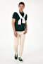 Men's Slim Fit Polo Neck Dark Green Basic T-Shirt 50298011-Vr079 - 4