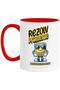 Computer Mug Happy Programmer Text Solve Problems, One Bug a Day, 330ml, Sky, With Red Handle