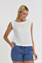 Women's Blouse - Muslin Trimmed Zero Sleeve - Crop - 1040 - 3
