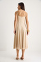 Women's Beige Thin Strap Godeli Square Neck Midi Dress 7001 60283327 - 7