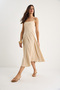 Women's Beige Thin Strap Godeli Square Neck Midi Dress 7001 60283327 - 3