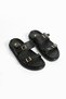 Elegant Double Buckle Black Vegan Leather Women's Slippers – Thermo Sole, Non-Slip, Summer Model - 6
