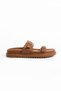 Elegant Double Buckle Tan Color Vegan Leather Women's Slippers – Thermo Sole, Non-Slip, Summer Model - 5