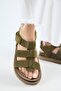 Cesped Women's Leather Genuine Leather Velcro Khaki Slippers - 5