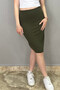Women's Pencil Skirt Khaki Green - 3