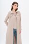 Capes Staple Detailed Quilted Patterned Lightweight Trench Coat Stone 6705 - 3