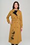 Printed and Stone Detailed Garnished Unlined Trench Coat Taba 6694 - 5