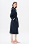 Shirt Collar, Piping and Cape Detail Oversized Trench Coat Dark Blue 4301 - 6