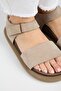 Bronx Women's Genuine Leather Scarf Velcro Mink Sandals - 4