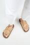 Lavanda Women's Genuine Leather Double Buckle Sand Slippers - 7
