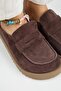 (Ziva) Women's Genuine Leather Loafers Platform Light Brown Slippers - 4