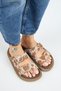 Nagual Lavanda Women's Genuine Leather Double Buckle Tan Spotted Slippers - 3