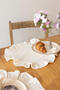 Pearl |   Ruffled 2-Piece Linen Round Beige American Tablecloth 40 cm - 2