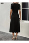 Women Short Sleeve Dress V Neck Front Button Slit - 4
