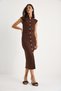 Women's Bitter Brown Lycra Draped Midi Length Gold Button Detailed Wrap Dress 6008 60283332 - 2