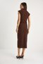 Women's Bitter Brown Lycra Draped Midi Length Gold Button Detailed Wrap Dress 6008 60283332 - 8