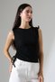 Bergen Shoulder and Side Asymmetrical Tunnel Lace up Slim Fit Sleeveless Women's Blouse & Top - Black - 4