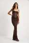 Women's Bitter Brown Strapless Tulle Detailed Wrap Sandy Fish Dress 2502 60283330 - 4