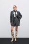 Button Detail Tweed Shorts - Sax Blue - 3