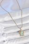 316l steel gold color chain blue enamel flower embroidered zircon stone butterfly detail portrait model women necklace - 2