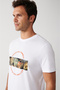 Men's White Ultrasoft Crew Neck Printed T-Shirt A31Y1047 - 2