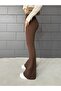 Women's Stretchy Stretch Fabric High-Waist Non-See-Through Crepe Sculpting Brown Flared Leggings Pants - 3