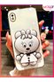 Luxury Silicone Case for Samsung Galaxy A10 with Pearl White Minnie Stand and Gold Detail on the Edges