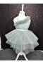 One Shoulder Stone Detailed Tulle Children's Evening Dress - 2