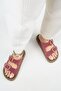 Lavanda Women's Genuine Leather Double Buckle Cherry Slippers - 7