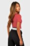 Women's Light Red, Short Sleeve Deep Pool, Round Neck Combed Cotton T-Shirt & Blouse - 3
