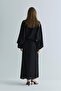 Black Jaylen Straight Cut Linen Skirt - 5