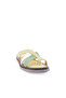 290-23Y Women's Cross Strap Flip Flops Genuine Leather Yellow Garni - 2