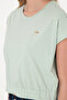 Women's Aqua Green Crew Neck T-Shirt 50305720-Vr048 - 7