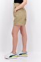 Women Solid Basic Shorts, Khaki - 3