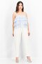 Women Square Neck Sleeveless Textured Top, Light Blue - 4