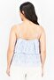 Women Square Neck Sleeveless Textured Top, Light Blue - 2
