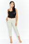 Women Textured Pattern Capri Pants, Light Green - 3