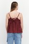Women Tie Neck Sleeveless Allover Print Tank Top, Maroon - 4