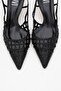 Heaven Black Knitted Open Back Women's Low Heeled Shoes - 2